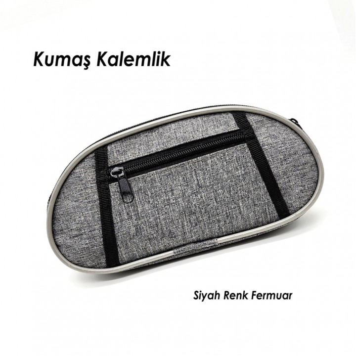 Promosyon Ön Cepli Gri Keten Lüks Kumaş Kalemlik